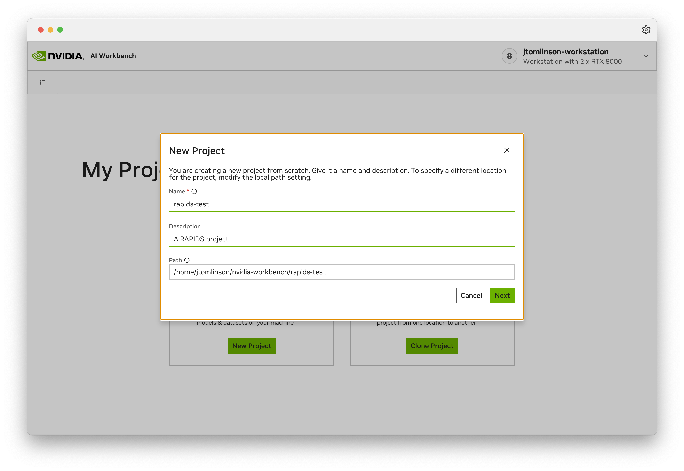 Screenshot of the "Start a new project" button